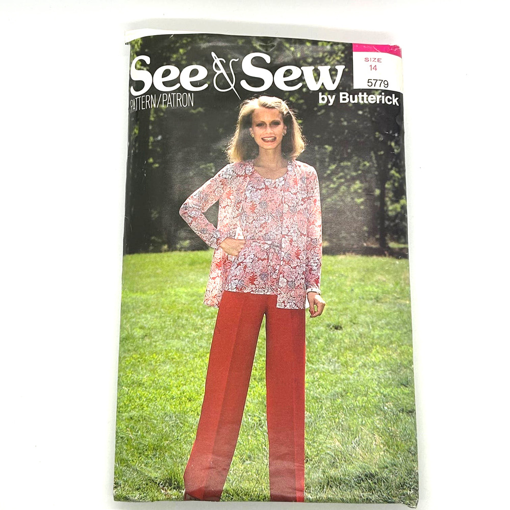 Butterick Vintage #5779 Women's Top and Jacket Size 14 Missing Pant Pieces